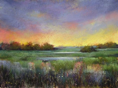 Paintings Of Marshes Into The Twilight 18 X24 Pastel With Oil