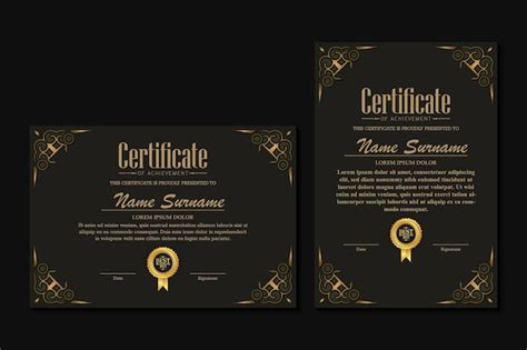 Premium Vector Certificate Of Achievement Template With Vintage Gold