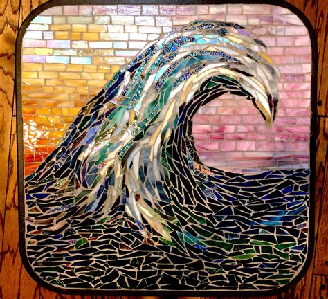 Mosaic Ocean Wave At Sunset Patio Table Mosiac Mosaic Art Mosaic Glass Stained Glass I