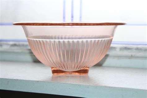 Pink Depression Glass Ribbed Mixing Bowl Vintage S
