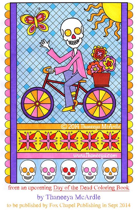 The Line Art For This Whimsical Drawing Of A Skeleton Riding A Bicycle