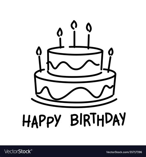 Doodle Cake And Happy Birthday Royalty Free Vector Image