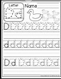 Teaching Station Letter D Tracing And Writing Printable Worksheet | Dot ...