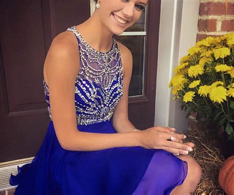 Royal Blue Halter High Neck Beaded Homecoming Dresses 2017 For Teens