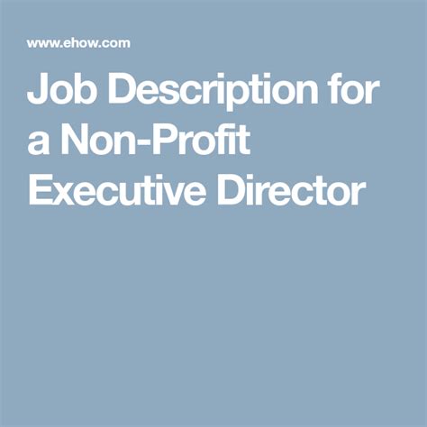 Nonprofit executive director job duties. Job Descriptions of External Affairs | Job description ...