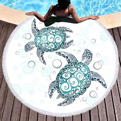 Turtles Round Beach Towel For Adults Tortoise Microfiber Large Bath