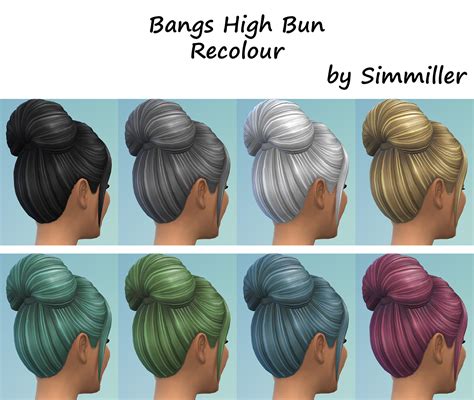 Mod The Sims High Bun With Bangs Hair Recolour By Simmiller Sims 4 Hairs