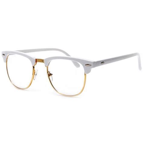retro inspired half frame semi rimless white gold clear lens clubmaster style glasses clothes