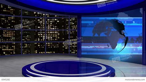 News Tv Studio Set 61 Virtual Green Screen Background Loop Stock Video