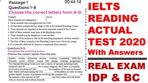 IELTS Reading Actual Test 2020 With Answers BC IDP 03 06 2021