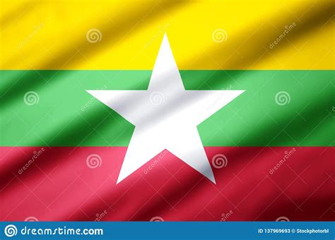 Myanmar Realistic Flag Illustration. Stock Illustration - Illustration ...