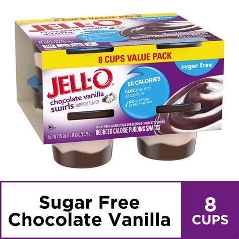 Jell O Sugar Free Ready To Eat Chocolate Vanilla Swirl Pudding Cups 8