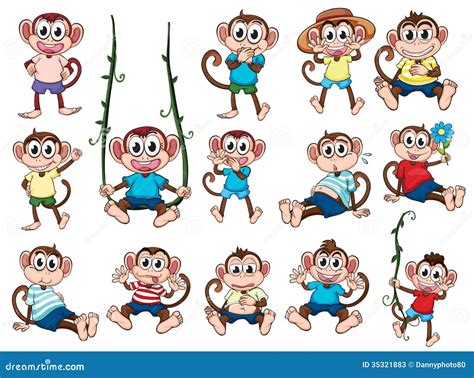 A Group Of Monkeys Stock Vector Illustration Of Giggling 35321883