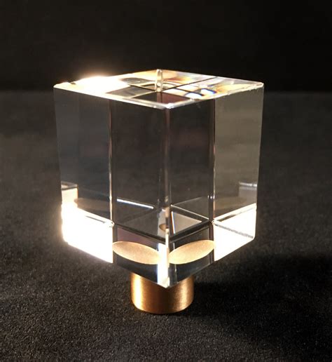 Modern Cube Optic Glass Crystal Lamp Finial Satin Brass Finish Lamp