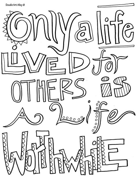 Kindness Quote Coloring Pages Doodle Art Alley