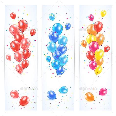 Three Banners With Colorful Balloons Colourful Balloons Balloons