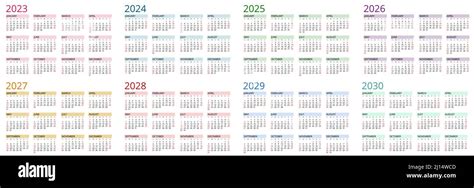 Calendario Planificador 2023 2024 2025 2026 2027 2028 2029 2030