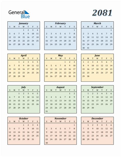 Calendar For Year 2081