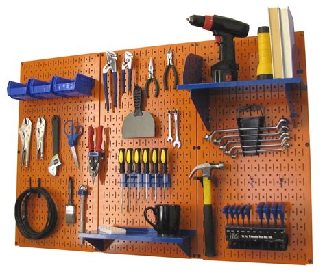 4ft Metal Pegboard Standard Tool Storage Kit Orange Toolboard And Blue