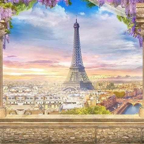 Eiffel Tower Paris City Beautiful Scenery Backdrop For Photo Studio G