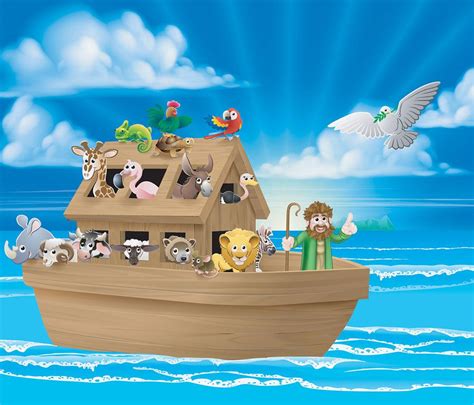 Cartoon Childrens Illustration Of The Christian Bible Story Of Noah