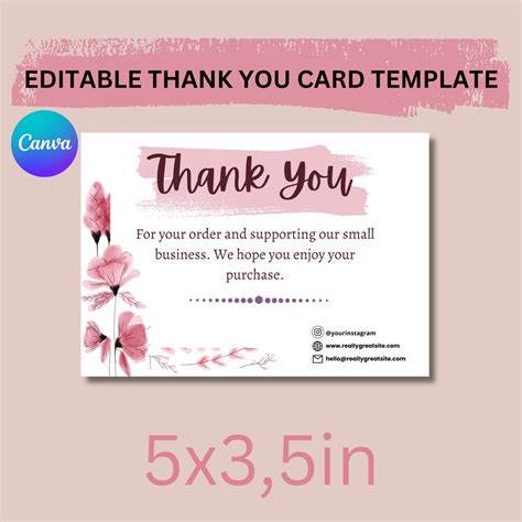 Electronic Thank You Cards Printable Thank You Card Small Etsy