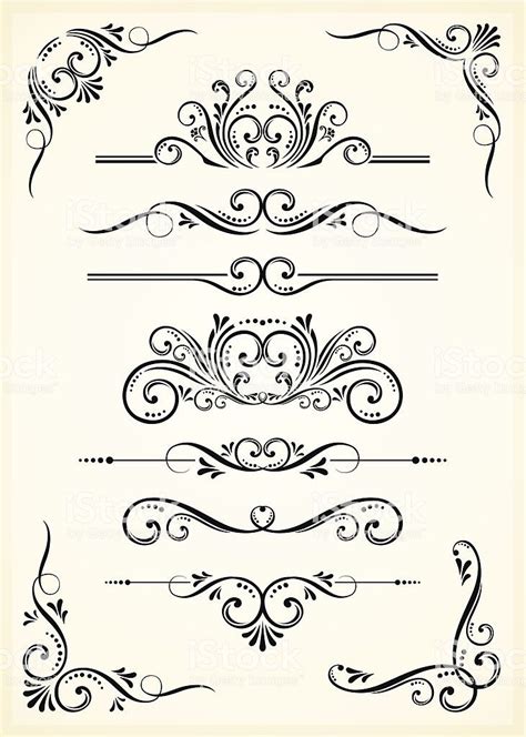 An A Vector Illustration Of Vectorized Scroll Set And Corners Hand