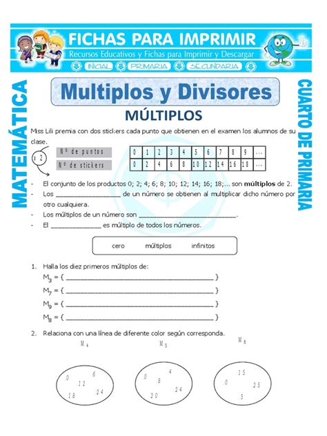 Ficha Múltiplos Y Divisores Para Cuarto De Primaria Pdf Números