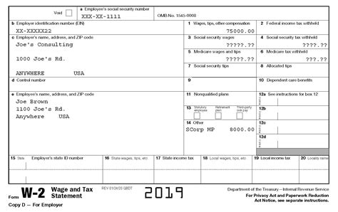 W2 Form Sample Tax Year 2019 Cpa Certified Public Accountant Income