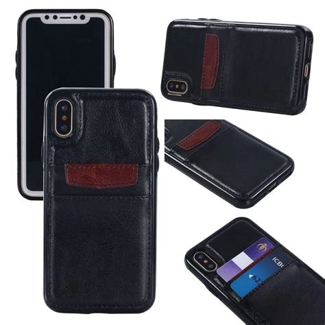 Requires an iphone for use: Wholesale iPhone X (Ten) Leather Style Credit Card Case (Black)