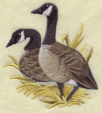 Canada Goose Pair on the Shore | Machine embroidery, Bird embroidery ...