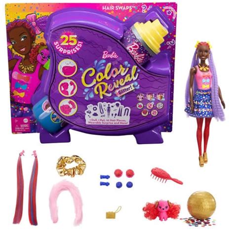 Barbie Color Reveal Glitter Hair Swaps Doll 2 Mattel Barbie Colour Reveal Dolls 1450 Flat