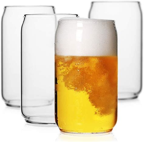 Luxu Beer Glass 20 Oz Can Shaped Beer Glasses Set Of 4