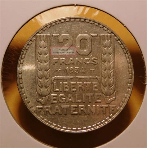 1934 France 20 Francs Silver
