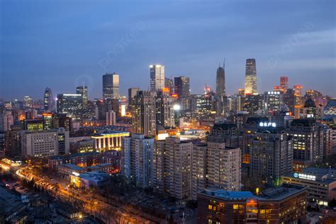 Night View Of Beijing International Trade Cbd Background Scenery