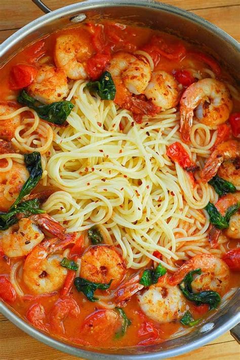 I recommend cooking the shrimp first and then using the same pan to make the 'wine sauce'. Garlic Shrimp Pasta in Red Wine Tomato Sauce - What's In ...