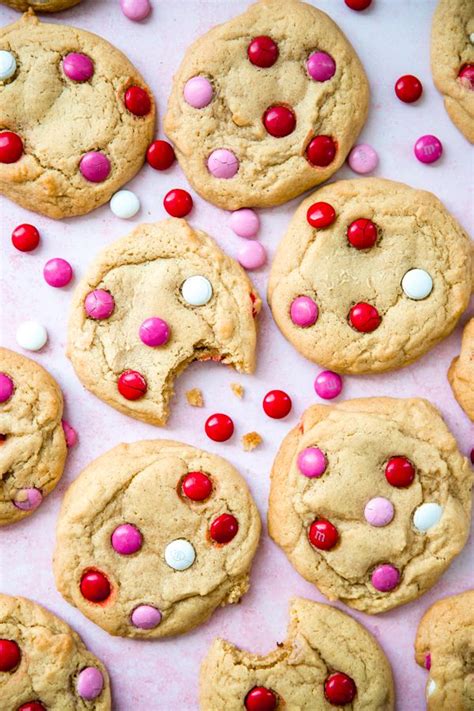 In the bowl of a stand mixer with paddle attachment, combine melted and cooled butter, both sugars, vanilla and salt. Valentine's Day M&M Cookies | Recipe | Chewy, M m cookies ...