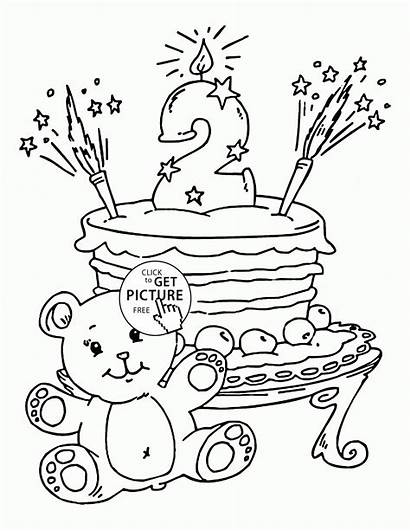 Coloring Birthday Cake 2nd Cakes Printables Holiday