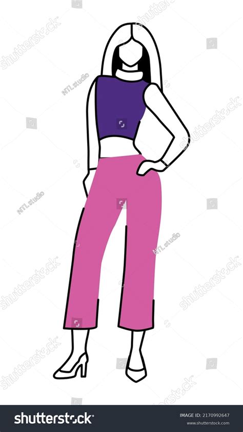 Female Fashion Model Wearing Pink Trousers Stock Vector Royalty Free
