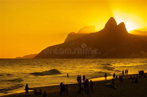 Sunset On Ipanema Beach Stock Photo Image Of Lifestyle 161807308