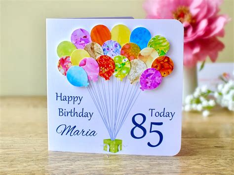 85th Birthday Card Personalised Age 85 Birthday Balloons Etsy