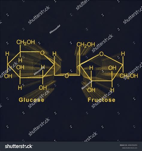 Sucrose Structural Chemical Formula Gold On 库存插图 2094781855 Shutterstock
