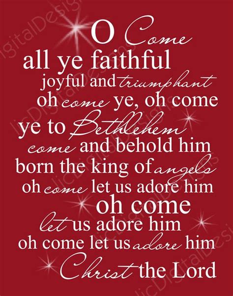 O Come All Ye Faithful Christmas Word Art Lyrics Printable Digital Ty
