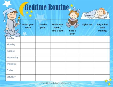 Brush Book Bed A Printable Bedtime Routine Chart For
