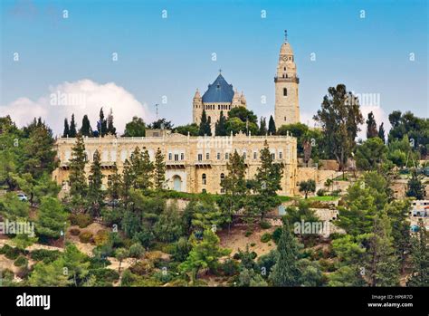 View Of Church Of Dormition On Mount Zion Jerusalem Israel Stock