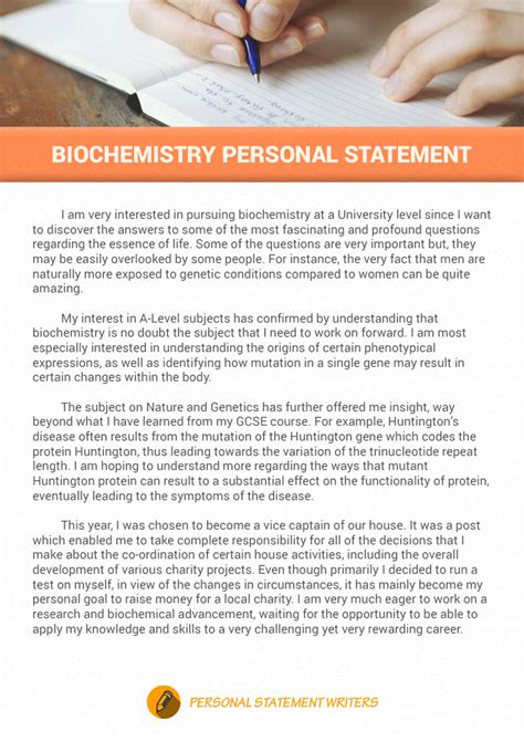 Biochemistry Personal Statement Sample By Sopforgraduateschool On