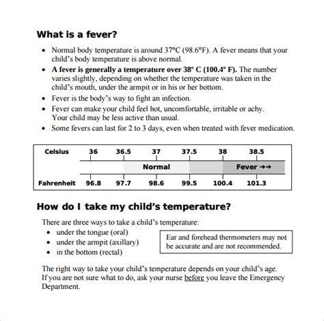 Baby Fever Temperature Chart