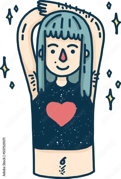 Cute Body Positive Girl With Body Hair Character In Cartoon Style Stock Illustration Adobe Stock