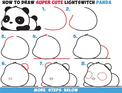 how to draw a super cute kawaii panda bear laying down easy step by step drawing tutorial for