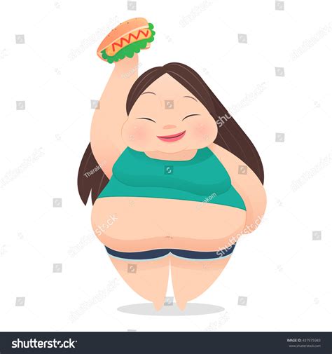 Fat Woman Fast Food On Her Stock Vector Royalty Free Shutterstock